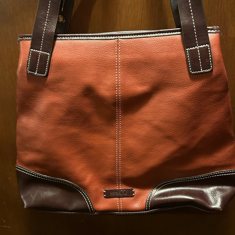 Nine & Co. Leather Tote in Brown and Orange
